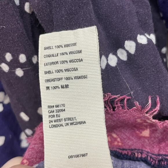 Free People Shirt Womens Large Blue Boho Tunic Henley Balloon Sleeve Ruffle Hem - Picture 9 of 12